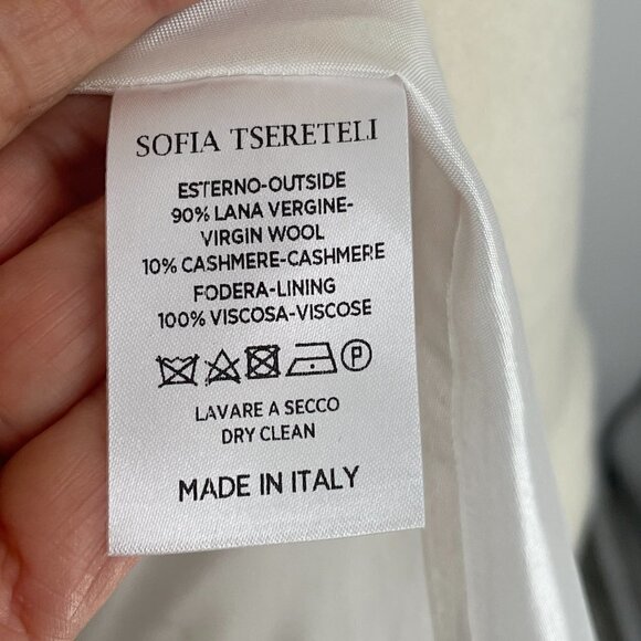 NWT Sofia Tsereteli Redingote Fit Flare Coat Virgin Wool Cashmere Ivory 16/18 - Picture 12 of 14